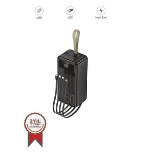 Torima TRM-1060 Siyah 60000mAh Ledli 4 Çıkışlı Taşınabilir Hızlı Şarj Dijital Göstergeli Powerbank