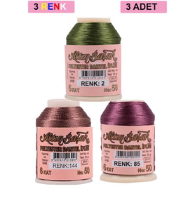 3 Adet Altınbaşak Oya ve Dantel İpi 20 gr - Royaleks - No: 144 - 085 - 002