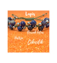 6mm Ipli Lapis Lazuli Ayarlanabilir Ölçü Doğal Taş Bileklik