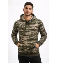 Erkek Kamuflaj Desenli 2 İplik 4 Mevsim Kapüşonlu Kanguru Cepli Hoodie Sweatshirt - Kamuflaj