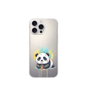 iPhone 16 Pro Max ile Uyumlu Splash Panda Tasarımlı Şeffaf Silikon Kılıf