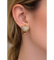 Xuping Rose Gold Zirkon Taşlı Kalpli Halka Kadın Çelik Küpe (Mürdüm)