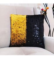 YILMAZHOME Pullu Payetli Kırlent Kılıfı - (Siyah-Gold)