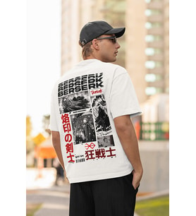 Berserk Baskılı Unisex Oversize Anime Tişört