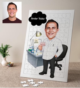 Eczacı Erkek Karikatürlü Kişiye Özel Puzzle