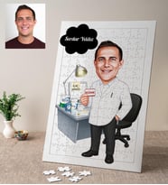Eczacı Erkek Karikatürlü Kişiye Özel Puzzle