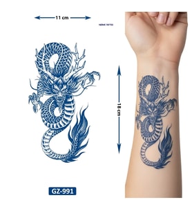 Kuyruklu Dragon 1 Ay Kalıcı Geçici Dövme Yapıştırma Dövme