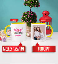 Anasınıfı Öğretmenine Hediye Anasınıfı Öğretmeni Kupa Bardak Sarı Fotoğraflı
