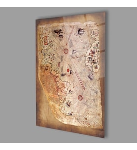 Piri Reis Haritası 4mm Dayanıklı Cam Tablo Temperli Cam, Piri Reis Map Glass Wall Decor