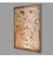 Piri Reis Haritası 4mm Dayanıklı Cam Tablo Temperli Cam, Piri Reis Map Glass Wall Decor