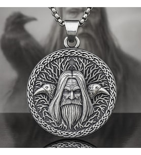 voyageaccessory Viking Mitolojisi Huginn & Muninn Temalı Madalyon Odin Kolye