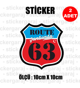 63 şanlıurfa memleket rota gidiş etiket sticker çıkartma - 2 adet - motosiklet araba otomobil kamyon kamyonet cam uyumlu