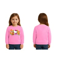 Unisex Hello Kity Baskılı Çocuk Swaetshirt 3 İplik Şardonlu (Pembe)