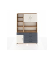 Arges Dolap 9 Raflı 5 Çekmeceli 3 Kapaklı 132x30x195 Çam-Aytaşı/Antrasit