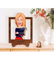 BK Gift Kişiye Özel Kadın Karikatürlü Ahşap Standlı 3D Biblo-12 (Beyaz)