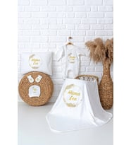 Pia Baby Premium %100 Pamuk Hastane Çıkışı Tulumlu Yenidoğan Kız Bebek Hediye Seti 5064-03 (Ekru)