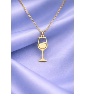 Kişiye Özel 925 Ayar Gümüş Minimalist Şarap Bardağı Kolye (Gold)