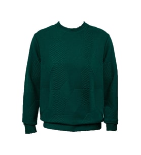 Süvari Bol Kesim O Yaka Kapitone Etnik Desenli Yeşil Sweatshirt