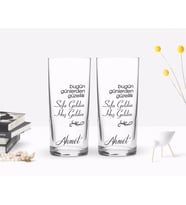 BK Gift Kişiye Özel Renkli Baskılı Bugün Günlerden Güzellik Tasarımlı İkili Rakı Bardağı Seti-1 (Beyaz)