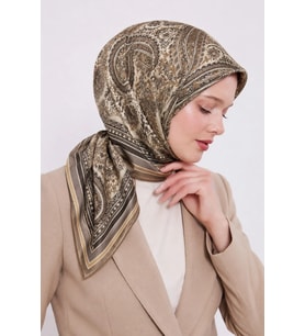 Lesscarves Pamuk İpek Eşarp Etnik Desenli LS2205