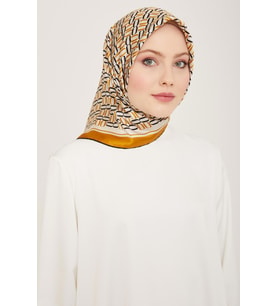 Armine Hardal Geometrik Desen Tivil İpek Eşarp 9149 - 04