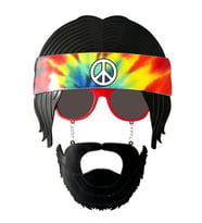 Siyah Saçlı Bandana Tasarımlı Hippi Parti Gözlüğü 26x18 cm