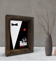 BK Gift Kişiye Özel İsimli Baba Godfather Tasarımlı Dekoratif Doğal Masif Ahşap Çerçeve 15x20cm-13 (Beyaz)