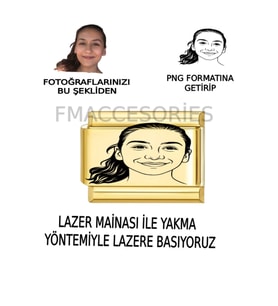 İtalyan Çelik Bileklik Charmı Fotoğraf Baskılı Charm 1 Adet İstediğini Fotoğraf Charma Yapılır