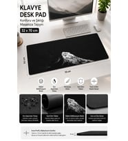 SonicTouch Klavye Mouse Pad 32x70Cm Siyah Dağ Temalı Gamer Oyuncu Sıvı Geçirmez Pürüzsüz Yüzey