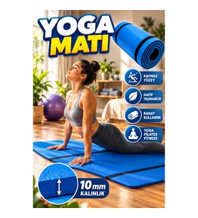 10 mm Fitness, Yoga ve Pilates Matı – Kaymaz Yüzeyli Hafif Spor Minderi