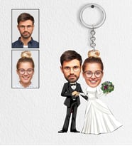Kişiye Özel En Güzel Gelin Damat 2 Tasarımlı Karikatür Anahtarlık