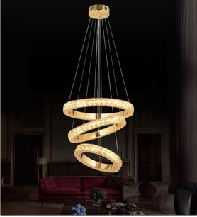 Yakut 3'Lü Sarkıt Led Avize Kristal Cam Taşlı Lüks  Avize (Gold)