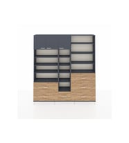 Arges Dolap 17 Raflı 6 Çekmeceli 3 Kapaklı 220x30x243 Antrasit-Antrasit/Çam
