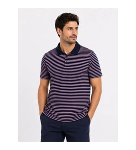 Erkek Pike Kumaş Gül Kurusu Çizgili Polo Yaka Tişört Kısa Kol T-Shirt - Siyah