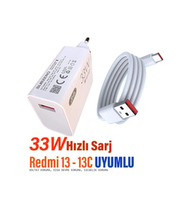 Redmi 13c Şarj Aleti 33w Hızlı Şarj Cihazı Ve Kablosu Redmi 13 Uyumlu Şajr