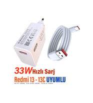 Redmi 13c Şarj Aleti 33w Hızlı Şarj Cihazı Ve Kablosu Redmi 13 Uyumlu Şajr