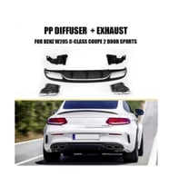Mercedes C Serisi W205 Coupe Arka Tampon Difüzörü Amg uyumlu 2015-2020 arası
