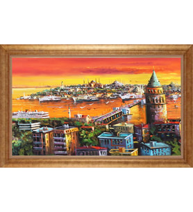 EV İŞYERİ OFİS İÇİN ALTIN ÇERÇEVELİ PASPARTULU TABLO VB765