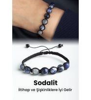 Sodalit Doğal Taş Küre Kesim 8mm Makrome Bileklik
