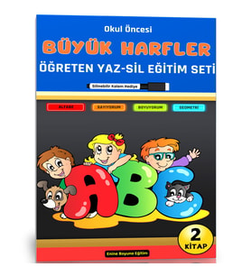 Okul Öncesi Büyük Harfleri Öğreten YAZ-SİL Eğitim Seti (2 Kitap)