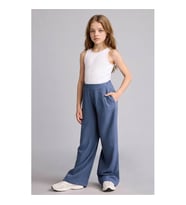 Defacto Wide Leg Keten Karışımlı indigo Kız Çocuk Pantolon H1212A8/IN245