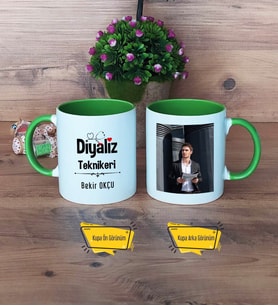 Diyaliz Teknikeri Kupa Bardak Yeşil Fotoğraflı Tıp Bayramı Hediyesi