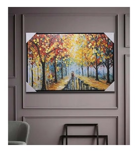 Retro Renkli Vintage Yaz Bahçesi Duvar Dekorasyon Yağlı Boya Tablo 90x60