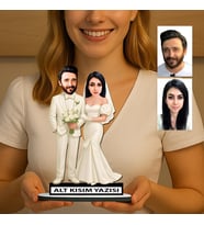 KİŞİYE ÖZEL SEVGİLİLER GÜNÜ HEDİYESİ GELİN DAMAT KARİKATÜR BİBLO FN38