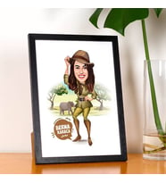 Kişiye Özel Maceracı Kadın Karikatürlü Resim Çerçevesi