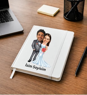 Kişiye Özel Karikatürlü Defter Sevgiliye Özel İsimli Çift Defteri Düğün Nişan Yıldönümü Hediyesi Fotoğraflı, İsimli, Romantik Sevgili ve Eş Hediyesi