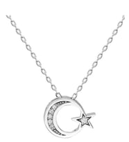AY YILDIZ 925 AYAR SWAROVSKİ TAŞLI KOLYE