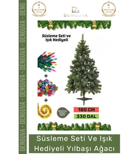 #NoelPaketi Lüks Kaliteli Yeşil Dekoratif Şık Tasarım Büyük Boy Ev Ofis Noel Paketi 180 Cm 330 Dal