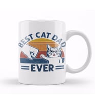 Vintage Best Cat Dad Ever Bump Fit Cat Dad Funny Fathers Day Kedi Kupa Bardak Porselen