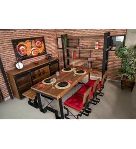 Masif Ahşap Yemek Masası Takımı 160cm MASA+160cm BANK+4 SANDALYE Naturel
